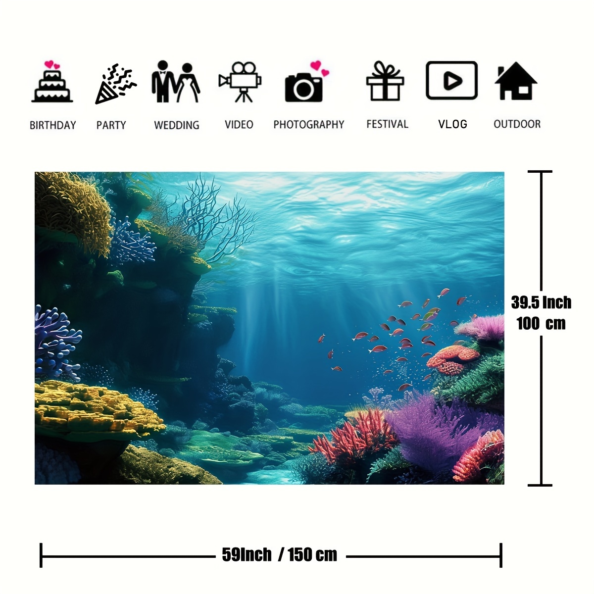 1 pièce, toile de fond 2D repr - Marine Aquarium avis et prix